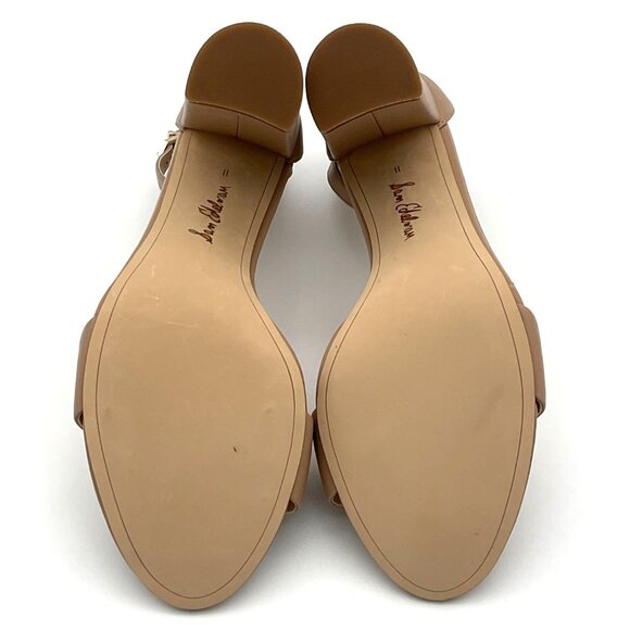 Sam Edelman Nude Ankle Strap Block Heel Sandals Womens Size 7 Medium Leather - Picture 6 of 9